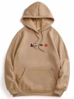 Drawstring Regular Khaki Hooded Men Clothing 8340