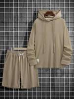  Khaki Hooded Plain Men Clothing 6115