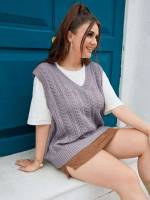 Plain Long Regular Fit Plus Size Knitwear 8028