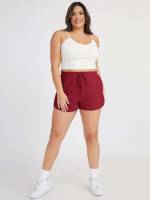 Drawstring Plain Plus Size Bottoms 368