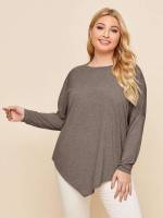 High Low Plain Oversized Casual Plus Size Tops 5119