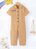 Letter Patched Long Short Sleeve Toddler Boy Jumpsuits 395