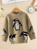 Long Sleeve Stand Collar Regular Fit Toddler Girl Sweaters 9953