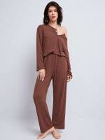  Long Sleeve Khaki Women Loungewear 9249