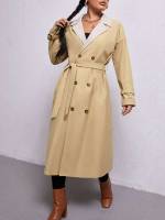  Elegant Regular Fit Long Sleeve Women Trench Coats 741