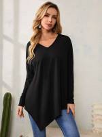 Casual Regular Fit Long Women Tops, Blouses  Tee 8077