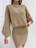  Stand Collar Plain Women Knitwear 3779