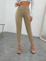  Cropped Khaki Casual Women Clothing 3479