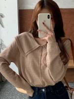  Plain Casual Khaki Women Knitwear 9615