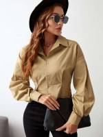  Elegant Khaki Regular Fit Women Blouses 6059