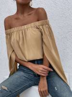  Long Sleeve Off the Shoulder Split Women Tops, Blouses  Tee 8330