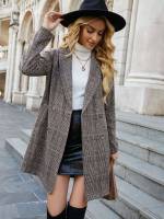 Regular Fit Lapel Long Sleeve Women Overcoats 2214