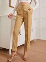 Elegant Plain Button Women Pants 8091