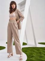 Pocket  Long Women Suit Pants 8202