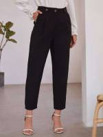 Cropped  Button Women Suit Pants 3988