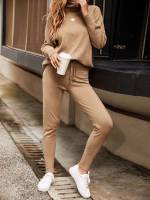 Regular Fit Long Sleeve High Neck Women Clothing 1764