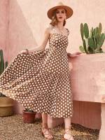 Regular Fit Sleeveless Long Polka Dot Women Clothing 3283