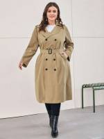 Lapel Long Sleeve Regular Fit Plus Size Outerwears 4722