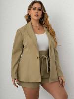 Elegant Khaki Lapel Plus Size Suits 232