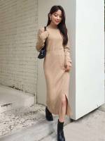  Khaki Long Plain Women Clothing 686