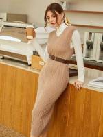 Slim Fit Elegant V neck Long Women Knitwear 737