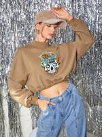 Regular Fit Crop Casual Khaki Women Clothing 3755