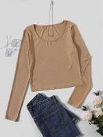  Long Sleeve Crop Khaki Women Clothing 317