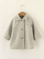 Regular Fit Collar Light Grey Plain Baby Coats 6511