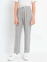 Light Grey Long Drawstring Boys Pants 1070