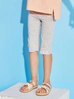 Light Grey Contrast Lace Casual Girls Shorts 6576