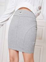 Short Light Grey Pleated Letter Girls Clothing 5005