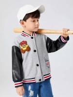 Regular Fit Preppy Striped Baseball Collar Toddler Boys Outerwear 1126