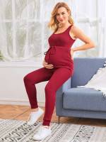 Long Drawstring Sleeveless Square Neck Maternity 2771