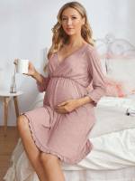 Casual Plain Ruffle Maternity Loungewear 242