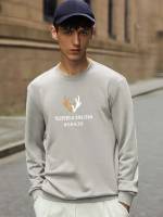  Light Grey Long Sleeve Men Sweatshirts 5432