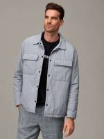 Plain Casual Light Grey Regular Fit Men Winter Coats 408