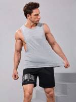 Round Neck Regular Fit Plain Men Sports Tees  Tanks 8901