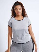  Regular Fit Round Neck Plus Size Sports Tops 3786