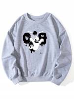 Casual Halloween Long Sleeve Plus Size Sweatshirts 1780