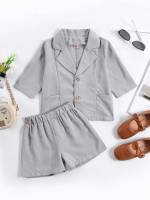  Dressy Light Grey Plain Toddler Girls Clothing 4096