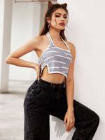 Striped Halter Sexy Women Tank Tops  Camis 700