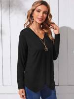  Regular Casual V neck Women T-Shirts 518