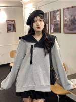 Casual Sailor Collar Regular Long Sleeve Women Sweatshirts 6397