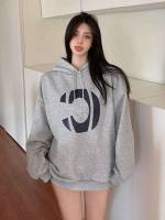 Long Sleeve Long Hooded Letter Women Sweatshirts 6235