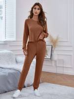 Casual Light Grey Long Sleeve Women Lounge Sets 464