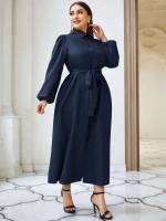 Long Sleeve Light Grey Maxi Regular Fit Women Plus Clothing 9721