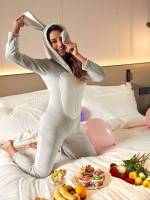  Hooded Light Grey Underwear  Sleepwear 4895