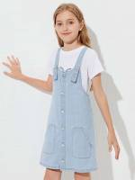 Preppy Regular Fit Plain Light Wash Kids Clothing 3297