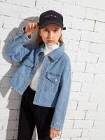 Light Wash Collar Long Sleeve Regular Kids Clothing 3726