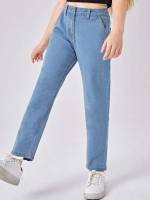 Button Regular Fit Plain Girls Jeans 2678